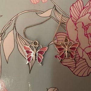 Light Pink and Magenta Butterfly Earrings